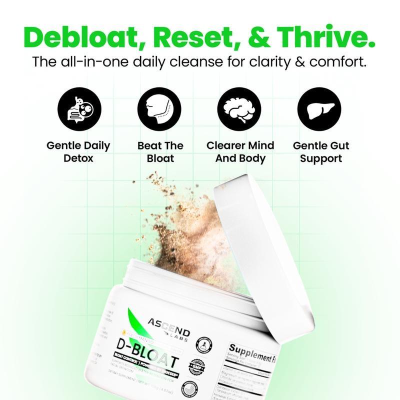 New Brand - D-BLOAT Daily Debloat Powder - ASCEND LABS - 30 Servings - Natural Bloating Relief