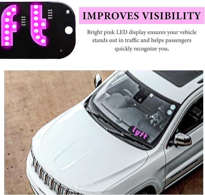 Car Windshield LED Light Sign, Bright Glow Signs Decals with Suction Cups & USB A Switch Cable, LED Window Display Sign Decor Lights for Taxi Truck SUV, Car Accessories