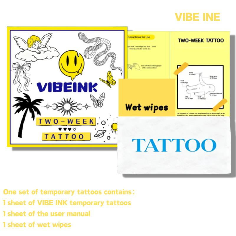 VIBE INK/lasts for 2 weeks semi-permanent tattoo temporary tattoo tattoo sticker fake tattoo ,Lasts 1-2 Weeks, Waterproof, Realistic Look, No Adhesive, No Reflection,For Man And Woman,Ideal for Swimming, Party