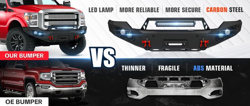 for Ford F250 F350 F450 Front & Rear Bumpers Compatible for 2011-2016 3rd Gen Super Duty w/Winch Plate