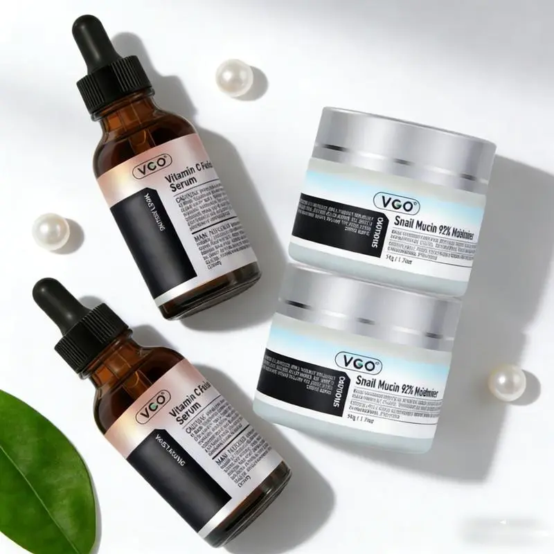 VGO Vitamin C Serum with 92% Snail Mucin Gel Cream - Lightweight, Gentle, Smoothening Unisex Essence for Dry, Sensitive & All Skin Types, Daily Moisture Boost Single Item (Bottled in Box)