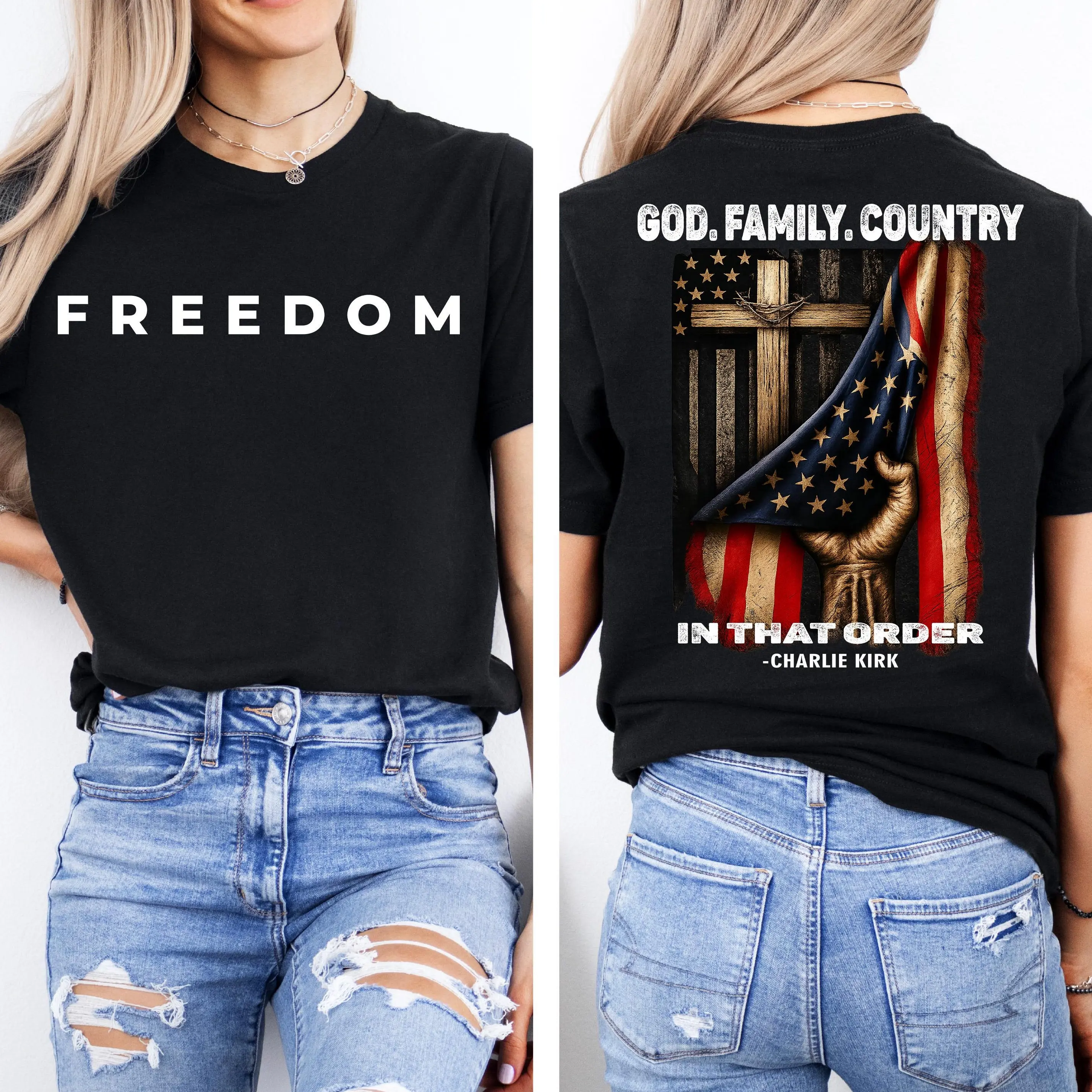 God Family Country Shirt Conservative Life T Shirt, Gift for Republican Christian Religious Shirt Patriot Shirt Proud American Shirt