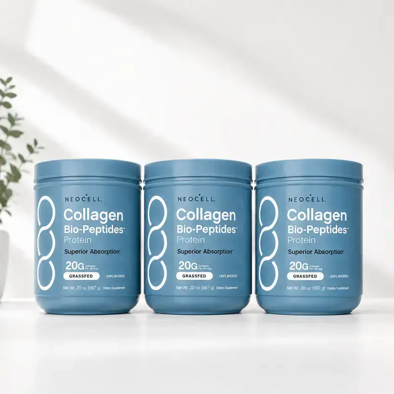 3 Bottles NeoCell Collagen Bio-Peptides Powder 20oz - Grassfed Protein Supplement - Advanced with 18 Essential Amino Acids