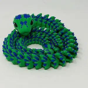 Snake 3D Printed Articulated Crystal Flexi-Snake Fidget/Sensory Toy or Decor, 25in long.