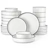 MALACASA LEAH Series Lead-Free BPA-Free 26oz Porcelain Tableware Set - 4/6-Person Ceramic Dinnerware Set, Chip-Resistant Plates, Bowls & Pasta Dishes, Microwave & Dishwasher Safe, Ideal Everyday Household Gift