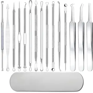 Blackhead Remover Kit, 15 PCS Professional Stainless Steel Blackhead Remover Comedone Extractor Tools for Removing Zit on Face