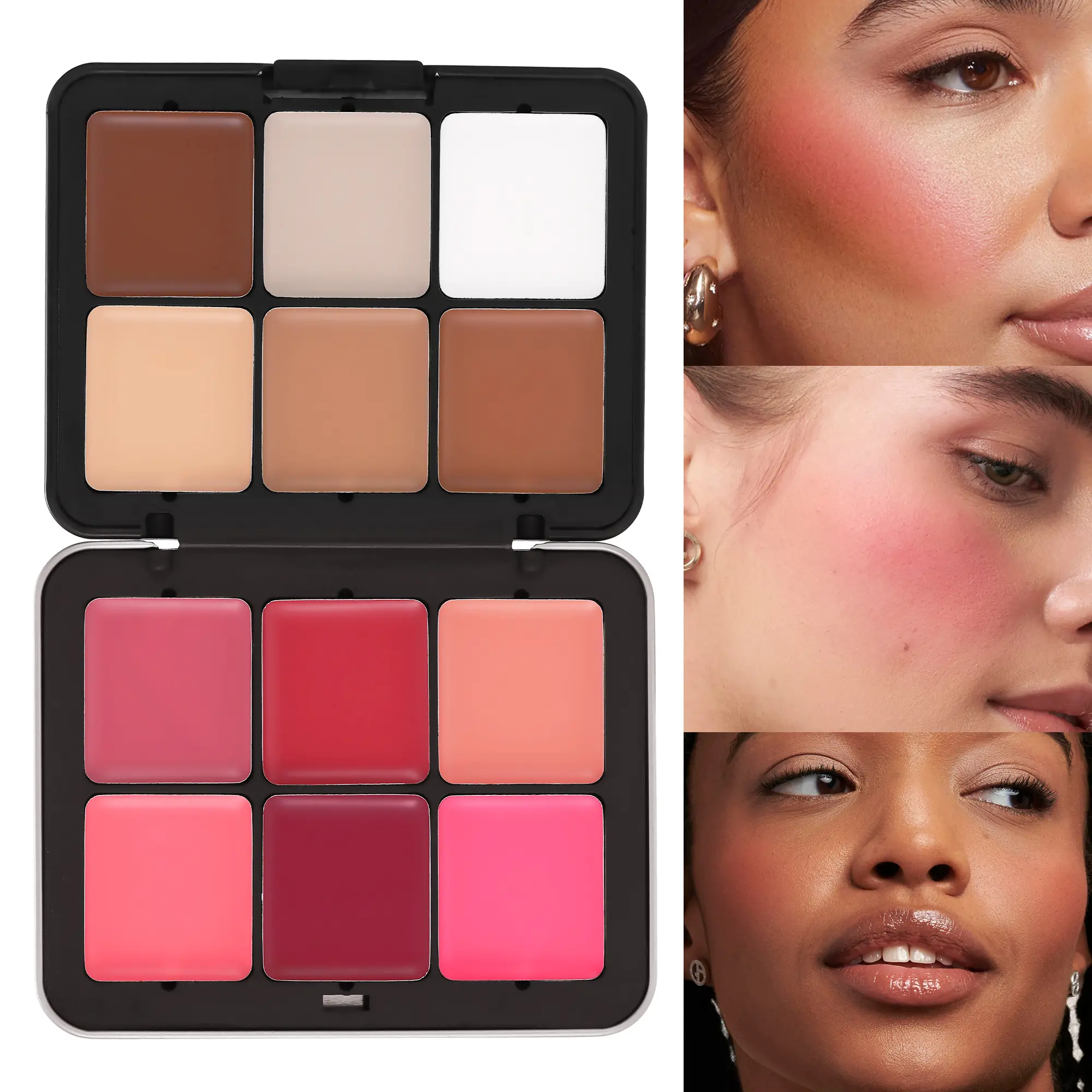 12-Color Blush Palette in Iron Box, Multi-Use Concealer, Highlighter and Contouring Kit, Matte Blush Balm Everyday Versatile Makeup Set for Women Cosmetics Products