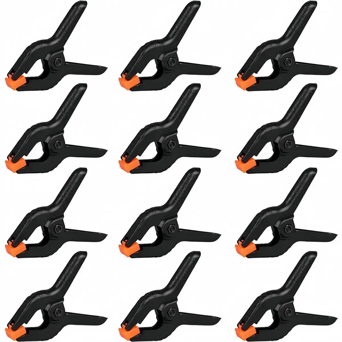 3.5 Inches Plastic Spring Clamps (12 Pack) - Secure Clamps with Anti-Slip Handles, Heavy Duty 8 Pack Backdrop Clips (8 Pieces) for Crafts, Woodworking