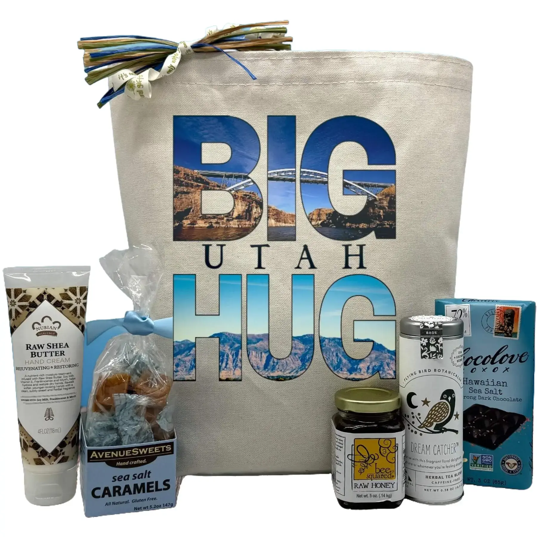 Itsonlynaturalgifts Big Utah Hug Gift Basket with Raw Shea Butter Sea Salt Caramels Raw Honey & Hawaiian Sea Salt Chocolate Handcrafted in USA