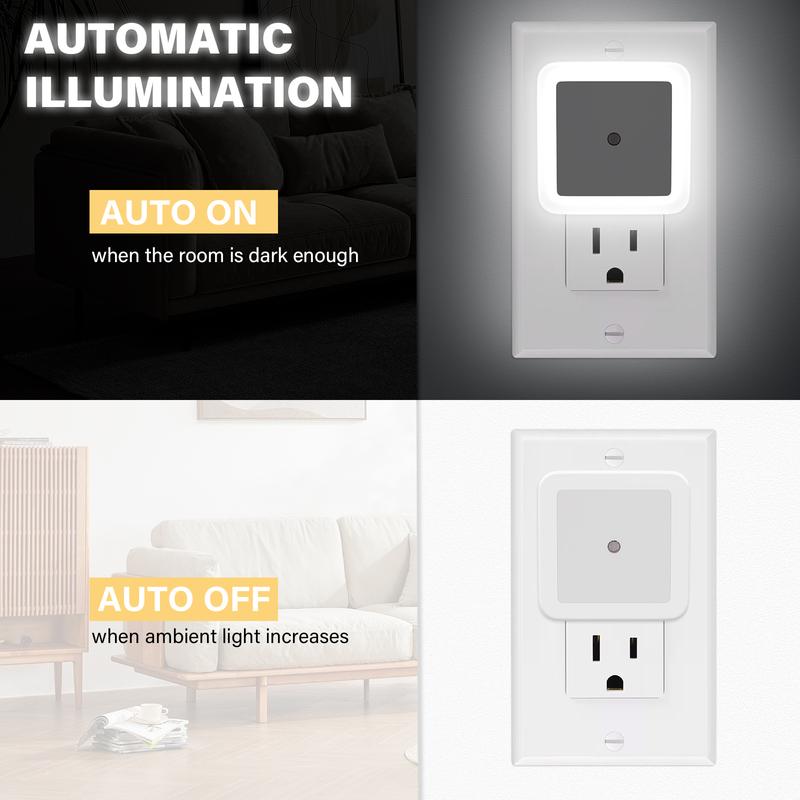 Night Light, Night Lights Plug into Wall 6-Pack, Plug in Night Light, Dusk to Dawn Nightlight Led Night Lights for Bedroom, Bathroom, Hallway Warm White Home Lighting