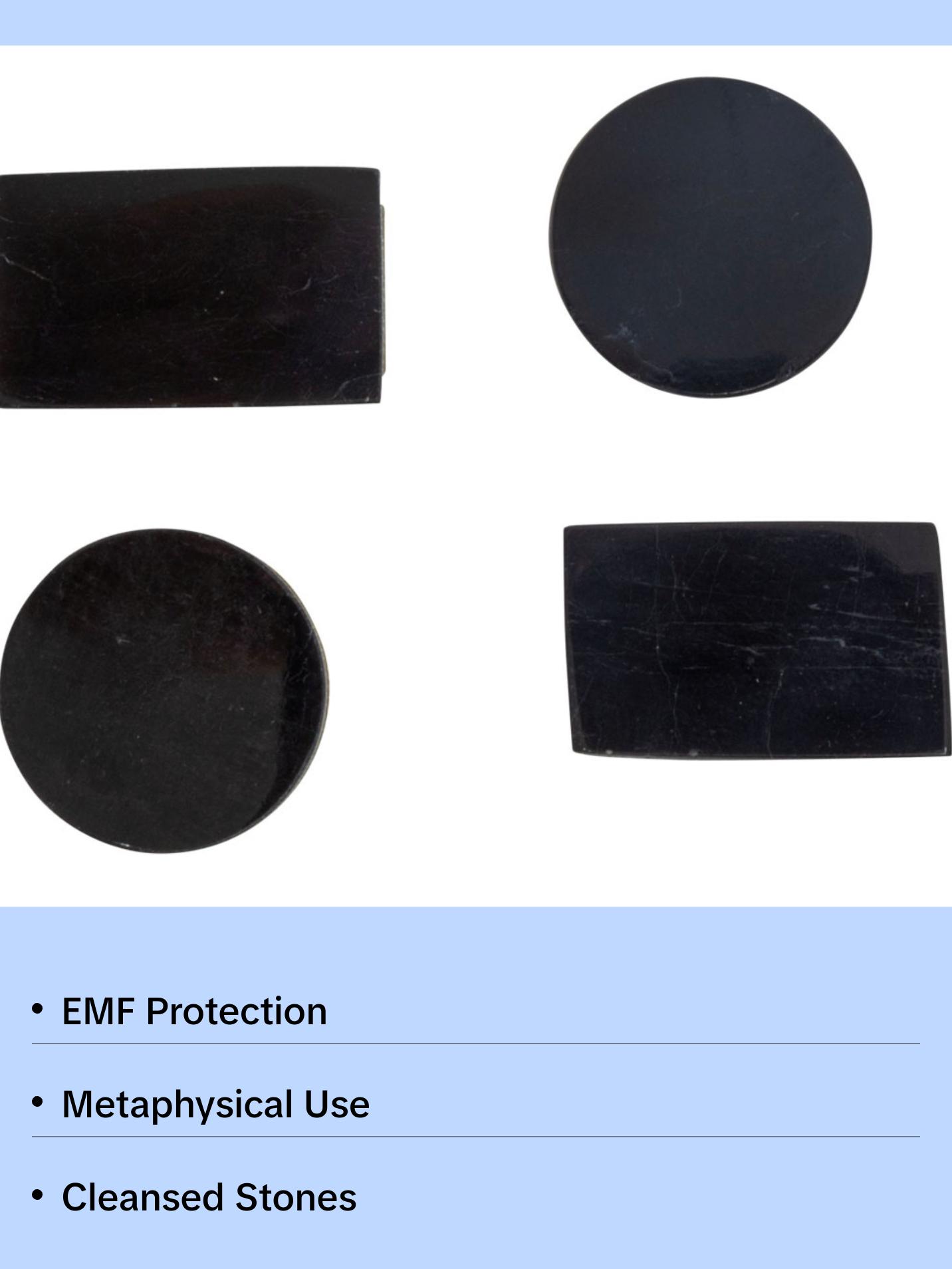 EMF Cell Phone Protection Disc & Plate - Black Tourmaline Set of 4