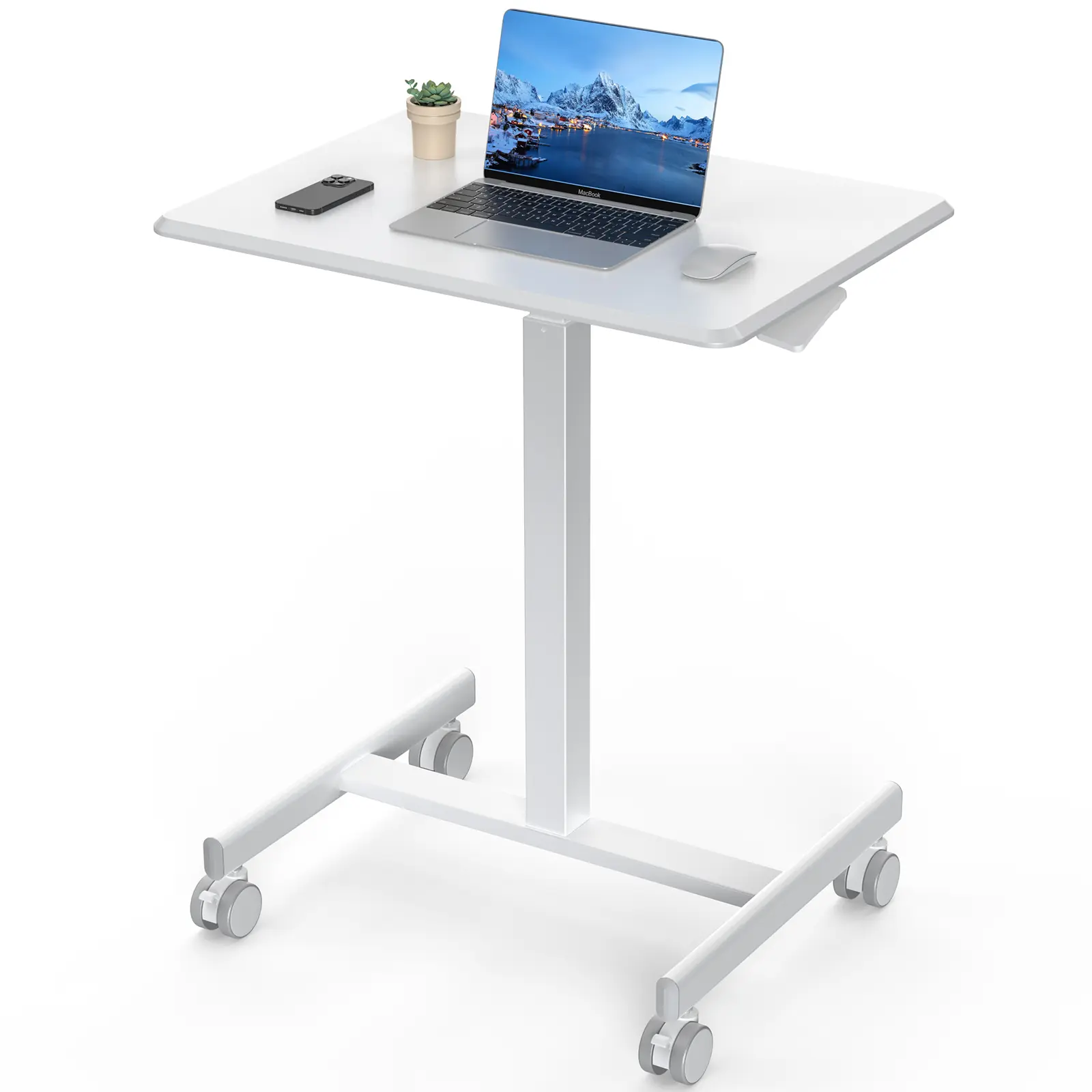 Furnest Small Height-Adjustable Standing Desk - Mobile Computer Desk, Ergonomic Utility Table with Lockable Wheels, Portable Rolling Laptop Table for Home & Office, Adjustable Desks,dorm essentials,home decor