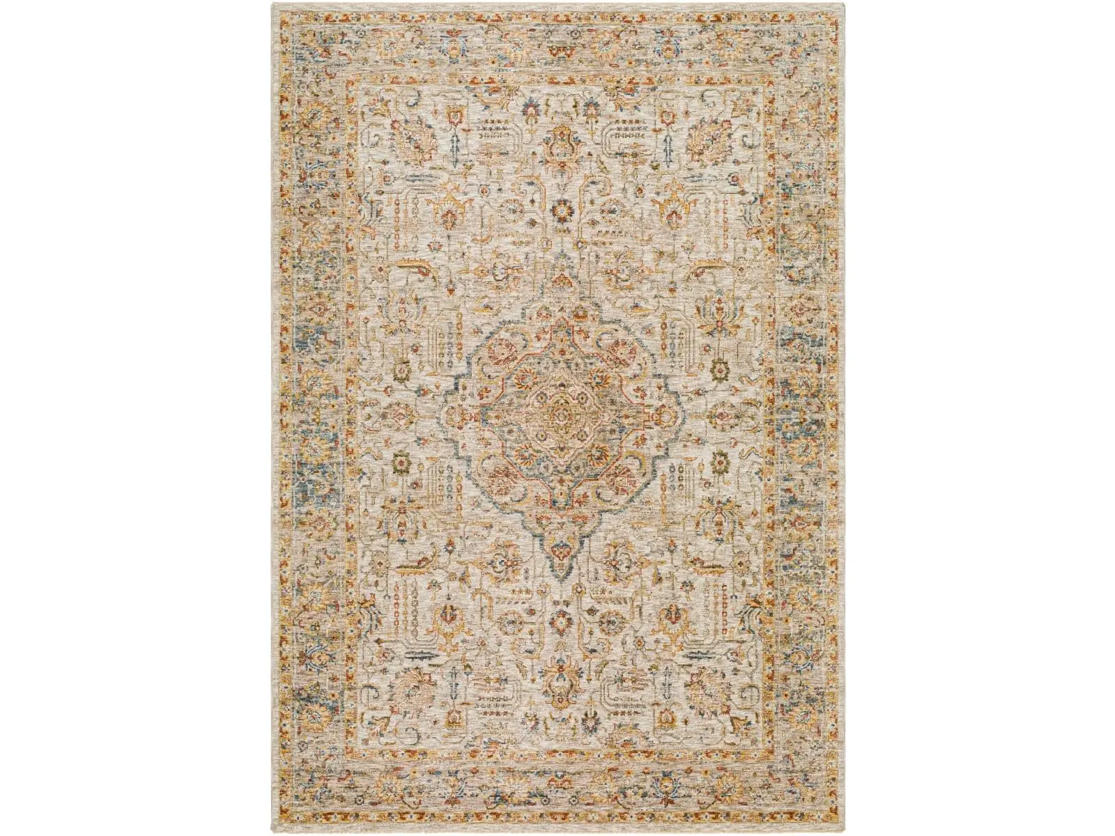 MNI2317-23 Machine Woven Durable Indoor Rectangle Rug, 2' x 3' Multi-Color Mona Lisa Decorative Carpet, Spot Clean, Home Décor, Natural Charm