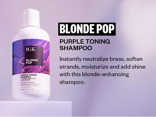 IGK CHANGE YOUR TONE | BLONDE 3-STEP SYSTEM BUNDLE | Blonde Pop Shampoo + Blonde Pop Conditioner + L.A. Blonde Purple Toning Treatment Spray | 679ml | 23 oz