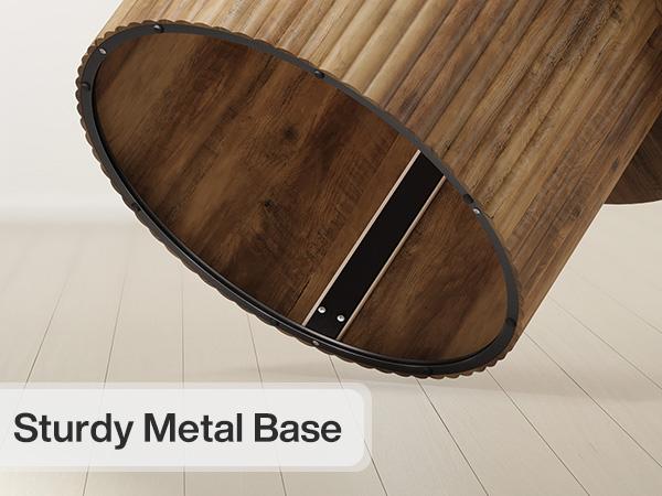 LITTLE TREE 31.5" Round Coffee Table, Farmhouse Circle Coffee Table with Metal Base, Modern Accent Center Table Sofa Side Table for Living Room, Home Office, Wooden Grain Veneer Top