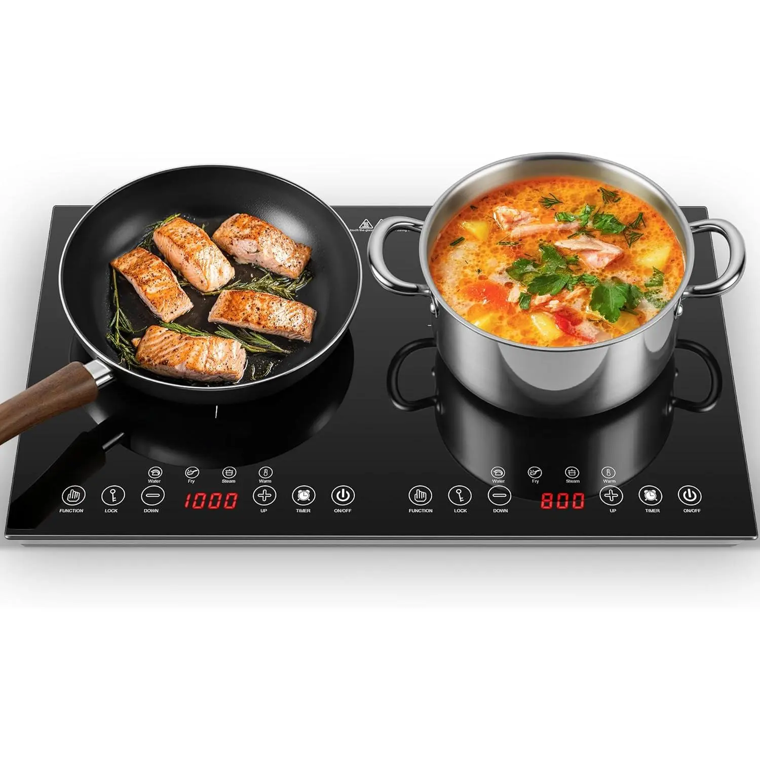 Portable 2-Burner Induction Cooktop (23 in) - 1800W Household Appliances Double Induction Hob with 8 Power Settings, 4 Pre-Set Modes, Ultra-Thin Design, Sensor Touch Control, Child Safety Lock, Timer, Induction Stoves tiktokshopbacktoschool