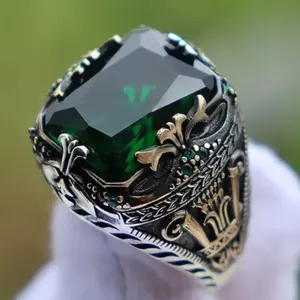 Handmade men's silver-plated ring with classic engraved design, a new punk style, ideal for men to wear every day.