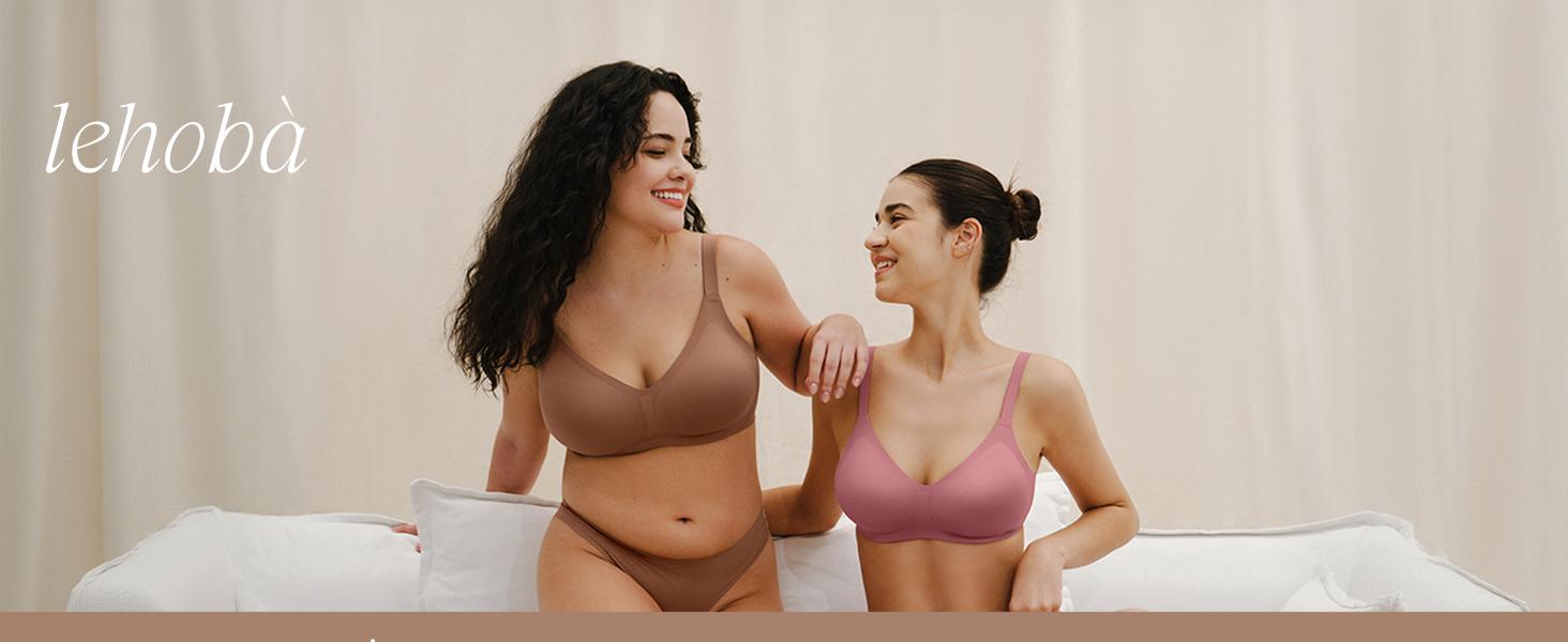 Lehoba Women's Deep V Wireless Push Up Bra Minimalist Supportive Jelly Bra Seamless Comfortable Bras Adjustable Straps & Full Coverage Seamless Everyday Comfort Bralettes with Removable Padding & Replace Padding