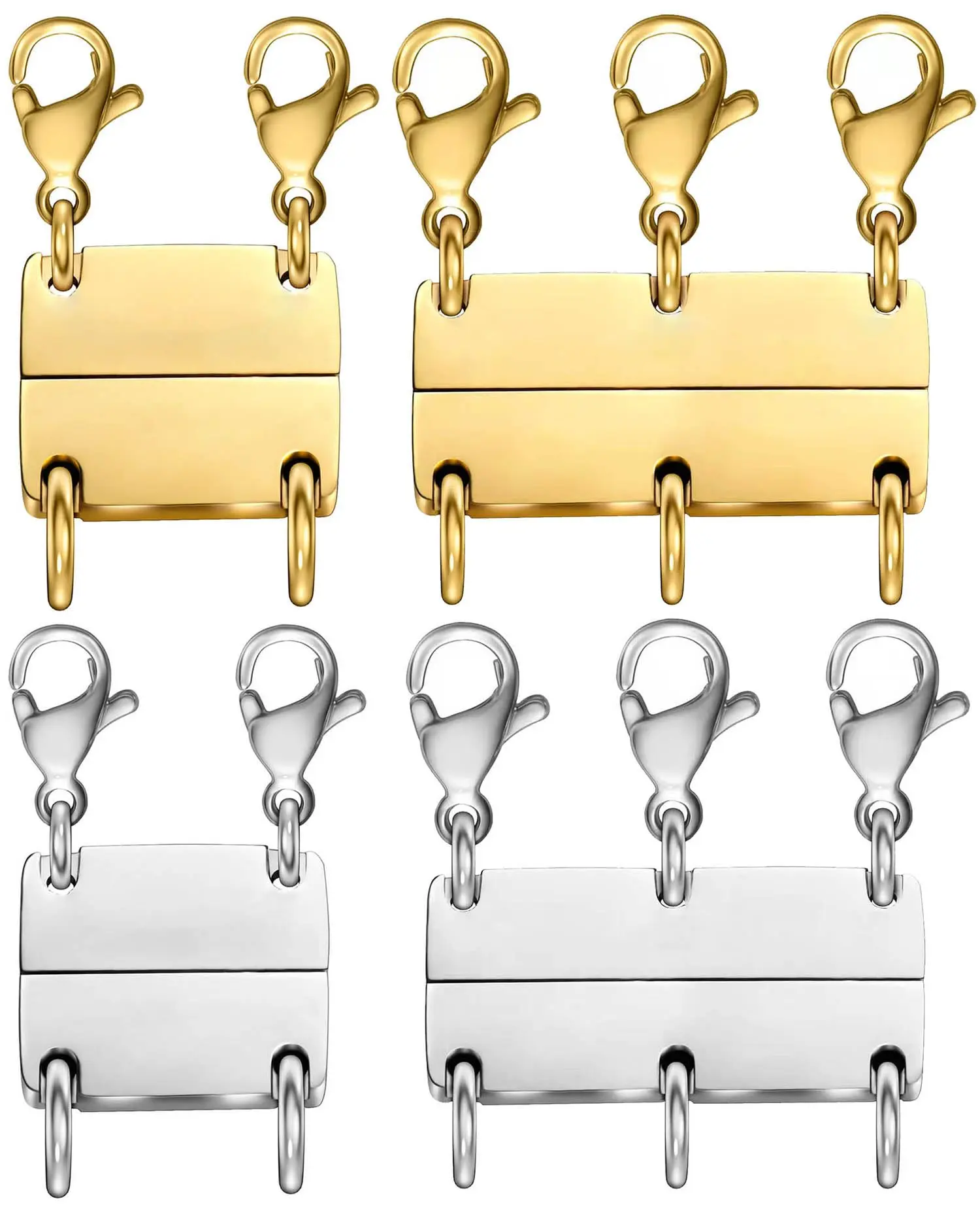 Layering Necklace Clasp 18 K Gold and Silver Separator for Stackable Necklaces