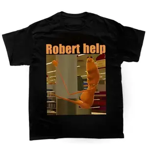 Marcus The Worm Robertt Help Meme Shirt Funny Trendy Meme Streetwear Cotton Fabric T-Shirt