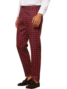 INSPIRE CHIC Houndstooth Dress Pants for Men's Big and Tall Regular Fit Plaid Checked Trousers