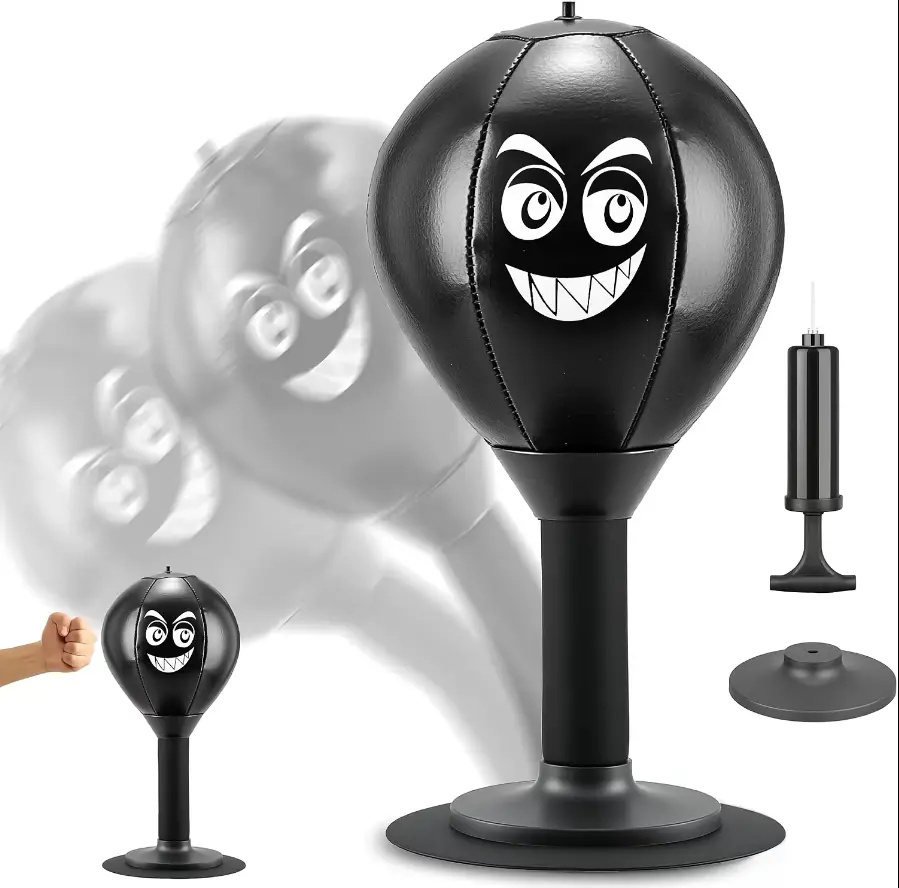 OrgaVibe Gamer Punching Bag - Synthetic PU (Polyurethane) Ultra Stable Speed Ball, Home Desk Stress Reliever for Martial Arts Enthusiasts, Coworker Party Bags & Gifts, Punchingbag, Pu Leather