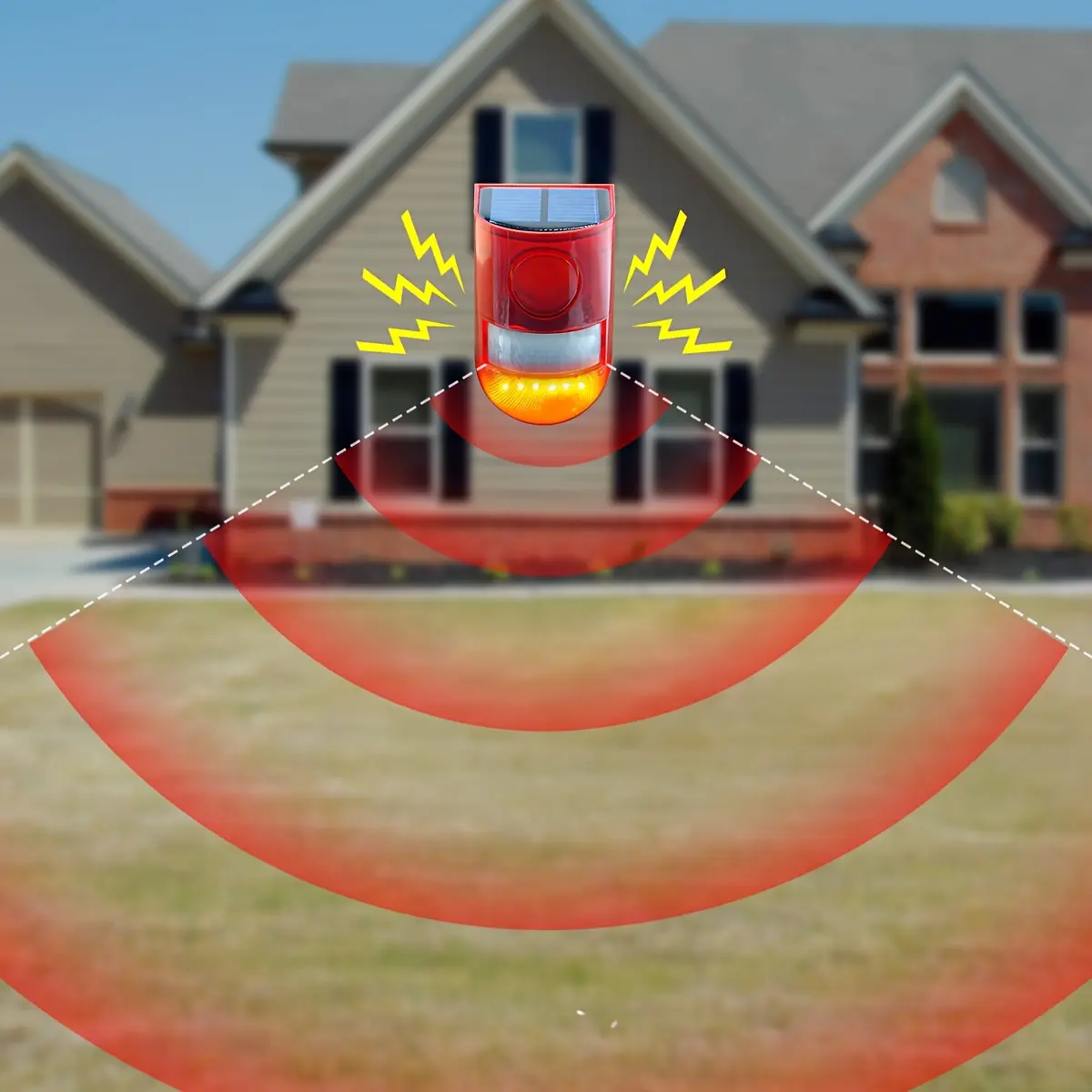 1pc 129dB Solar-Powered Siren Alarm (Antitheft Device & Automatic Emergency Alarm System), Motion Sensor, 6 LED Flash Modes, IP55 Rating - Outdoor Security Speaker for Home & Farm Home Improvement Security, 129Db Siren Alarm
