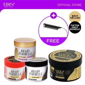 EBIN Braid Formula Conditioning Gel (Medium Hold) + Braid Formula Conditioning Gel (Super Hold) + Braid Formula Conditioning Gel (Dr.Feel Good) +  Braid Formula Lock'n Shine Bundle with FREE Pintail Curved Carbon Comb | Holding, Smoothing, High shine