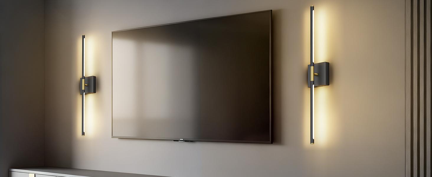 【Non-Removable Battery】Battery Operated Wall Lights Set of Two, Non-Removable Battery, 10000mAH Rechargeable Wall Lamps with Remote Control, Dimmable Black Gold LED Wireless Wall Sconces for Bedroom, Living Room, Hallway, Dining Room, 360° Rotate 3CCT