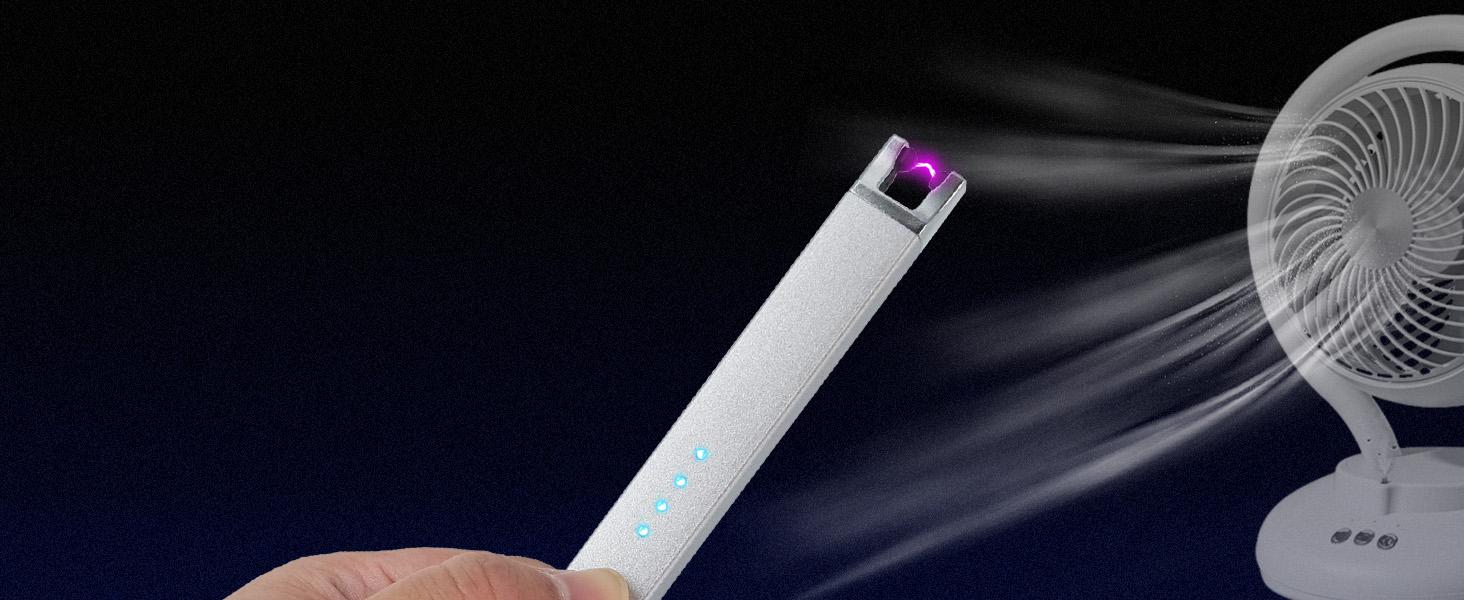 3 Pack Electric Candle Lighter USB Rechargeable Lighters Windproof Plasma Arc Lighters Flameless Type C Long Lighter with Safety Switch for Candle BBQ Camping Birthday Fireworks