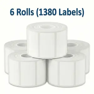 Phomemo 6 Rolls Thermal Sticker Labels 1380 Pieces 1.18 x 0.79 Inch Self Adhesive Paper for B1 B21 B3S Label Maker Barcode Price White