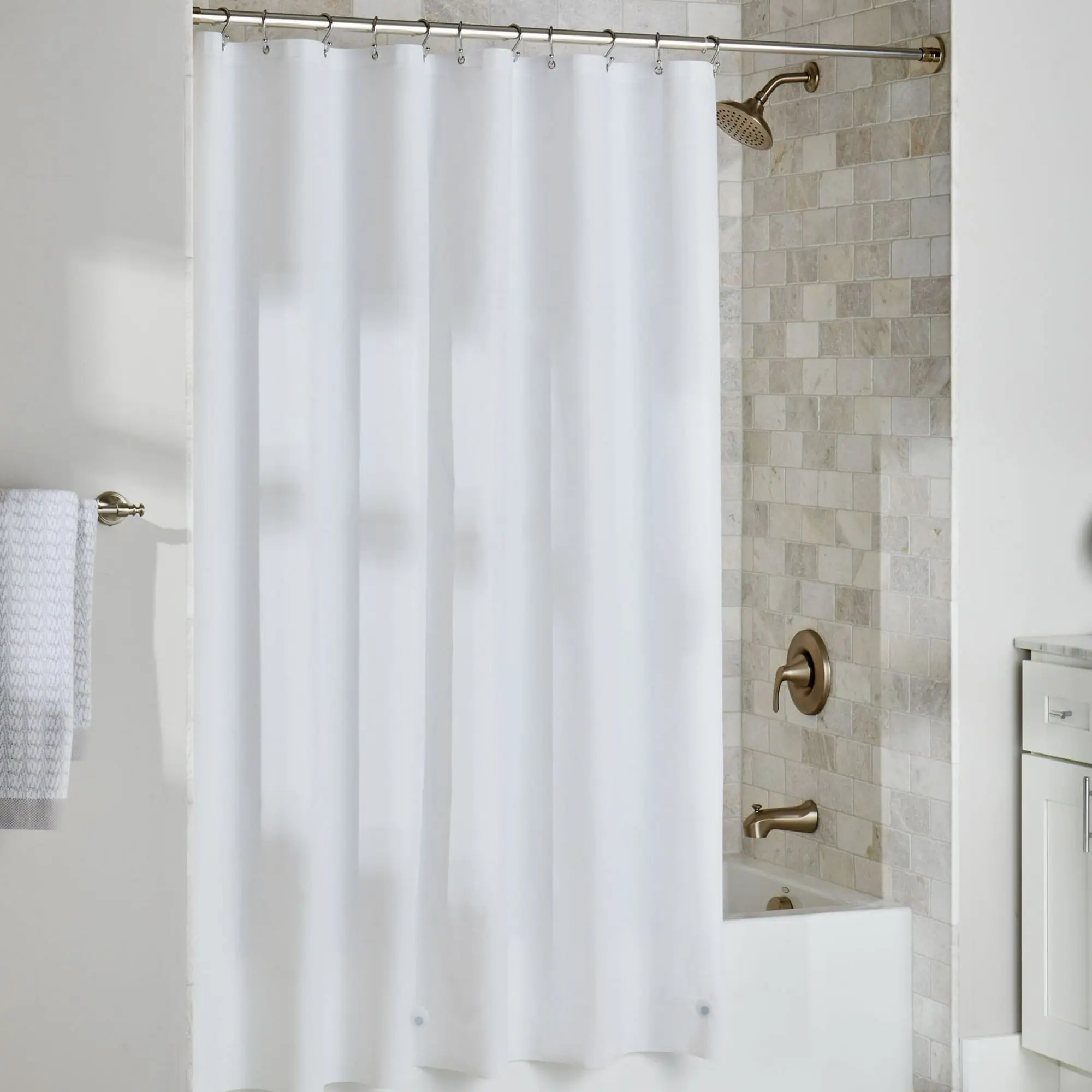 Magnetic PVC Plastic PEVA Waterproof Heavy Duty Shower Curtain Liner, 70" W x 72" H Standard Size - Rustproof Metal Grommets, Weighted Hem, Protects Floor