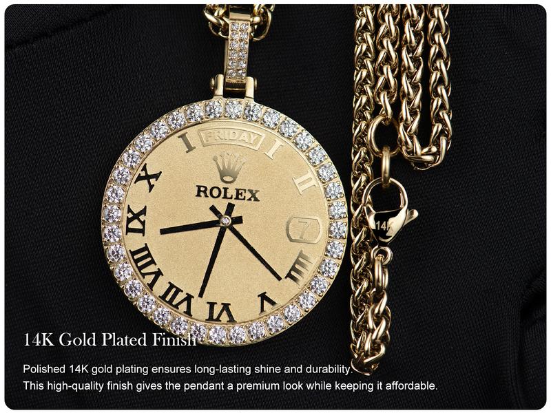 Holylegend 14K Real Gold Plated Watch Pendant Necklace with “To My Son” Engraving, CZ Accented Classic Timepiece Design, Meaningful Gift from Parents to Son