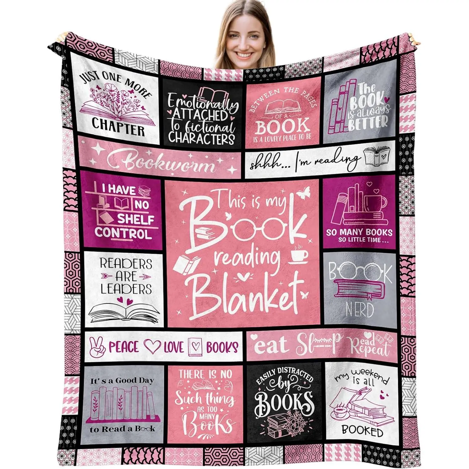 Book Lovers Gifts Blanket 60" x 50", Gifts for Book Lovers Women, Presents for Book Lovers, Bookish/Book Club/Bookworm/Book Nerd/Reading/Literary Gifts for Book Lover/Avid Readers/Reading Lovers