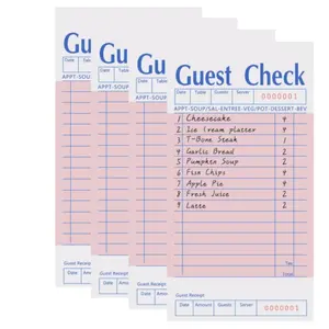 4 Pack Pink Guest Checks Books for Servers 200 Total Sheets Large 6.75x3.5 Inch Order Pads Restaurants Cafes Food Trucks and Diners Premium Single Sheet Paper