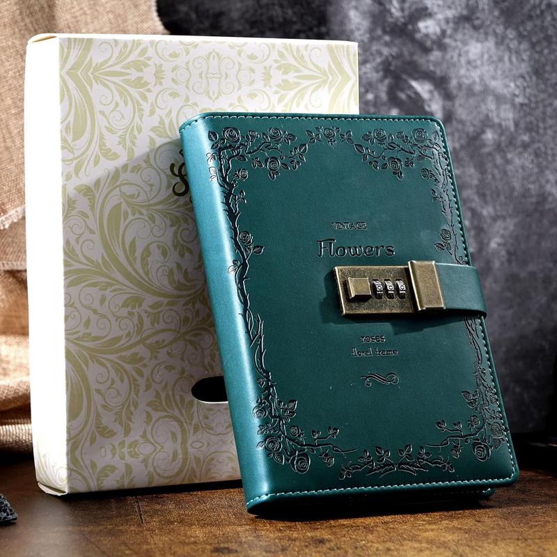 Valentine's Day Diary With Lock Gift Set Leather Journal For Women & Men A5 Travelers Journal Planners For 2026 Green Yellow Pink Garden Ocean Adventure Series Lined Page Journaling Supplies Bible Journal