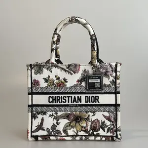 Pre-owned Dior Embroidered Canvas Tote Bag Book Tote Jardin Botanique White 28155860