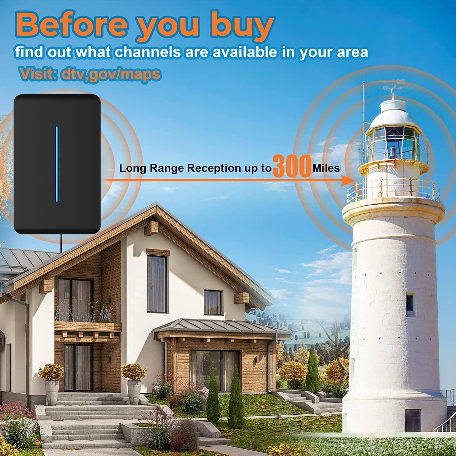 HIDB TV Antenna Digital for Smart TV HD Antena Indoor 4K Digital TV Antenna 360° Signal Amplified Strong Magnetic Base Indoor TV Antenna for Easy Long Range Reception Installation, TikTokShopBlackFriday