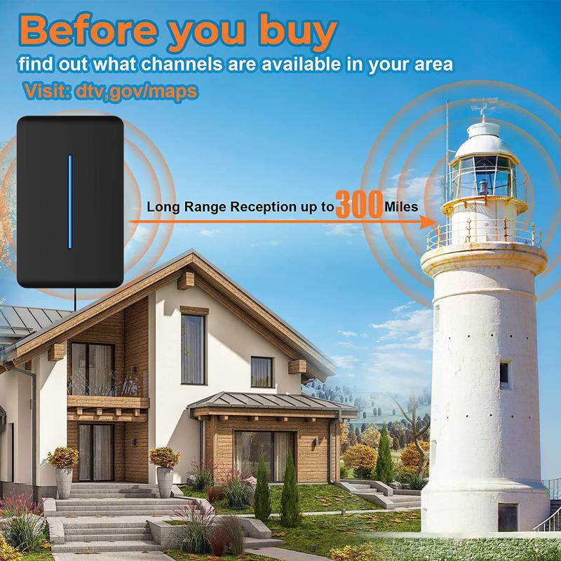 HIDB TV Antenna Digital for Smart TV HD Antena Indoor 4K Digital TV Antenna 360° Signal Amplified Strong Magnetic Base Indoor TV Antenna for Easy Long Range Reception Installation, TikTokShopBlackFriday