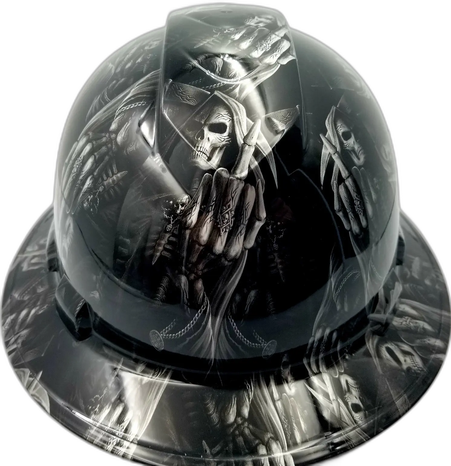 Grim Reaper Chains Dark Art - Custom Hydro Dipped Full Brim Hard Hat