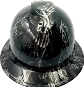 Grim Reaper Chains Dark Art - Custom Hydro Dipped Full Brim Hard Hat