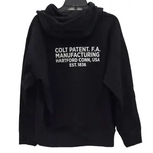 Colt Manufacturing Graphic Pullover Hoodie Unisex Black 100% Cotton Casual Long Sleeve Sweatshirt USA Made Comfortable Style