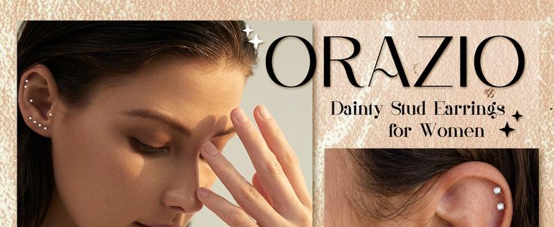 ORAZIO 6 Pairs Tiny 2mm Stainless Steel CZ Stud Earrings for Men & Women Cartilage Helix Tragus Piercing Set Secure Fit