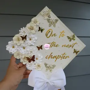 On to the Next Chapter Graduation Cap Topper - Personalized (bow- year 2026)