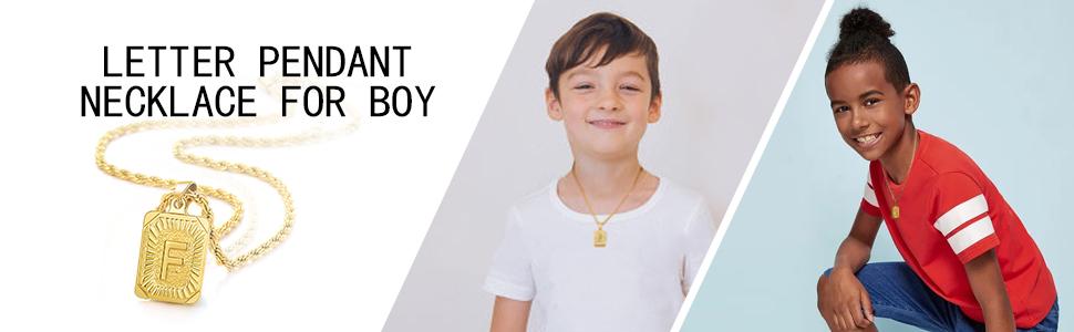 Men's letter necklace, 18K stainless steel men's and women's square letter necklace Men's letter necklace, 18K stainless steel men's and women's square letter necklace