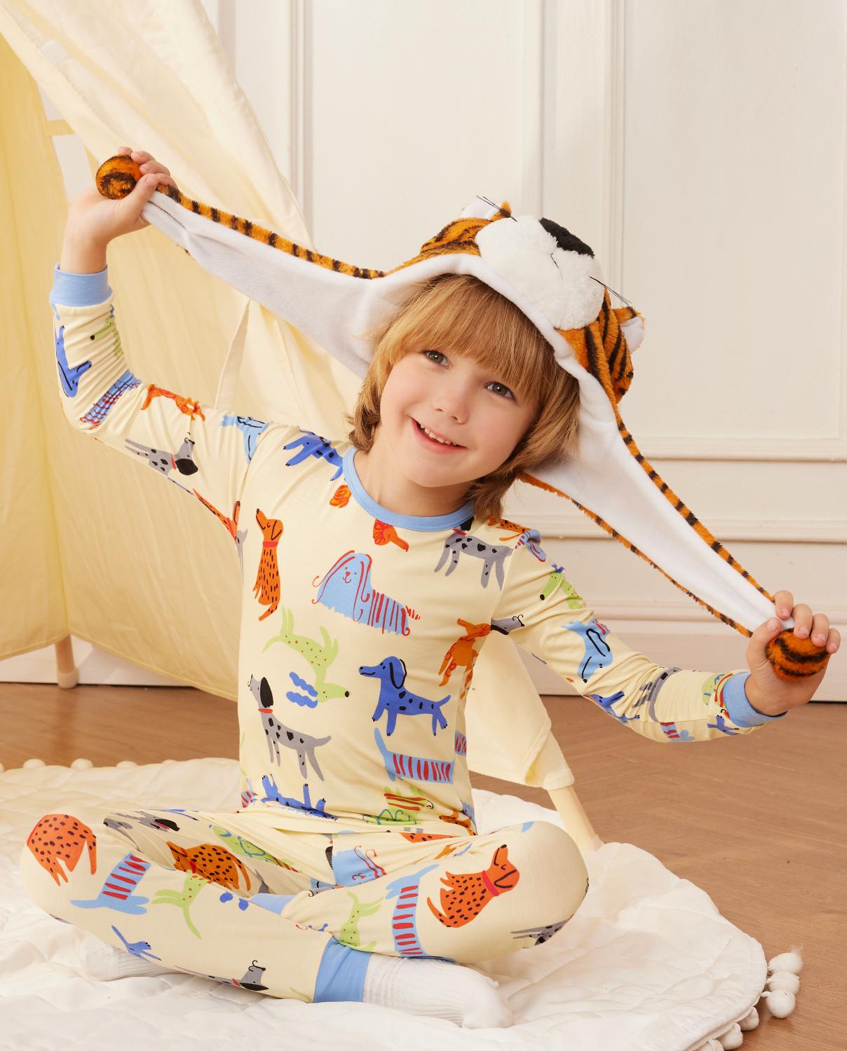 babee Reshinee Moisture-wicking Bamboo Pajama sets for Toddler Boys Girls,Temp-Sensing Babys Kids 2pcs Pjs,Long-Sleeve Snug Fit Sleepwear 12M-8Y Sets,Valentine's Day gift