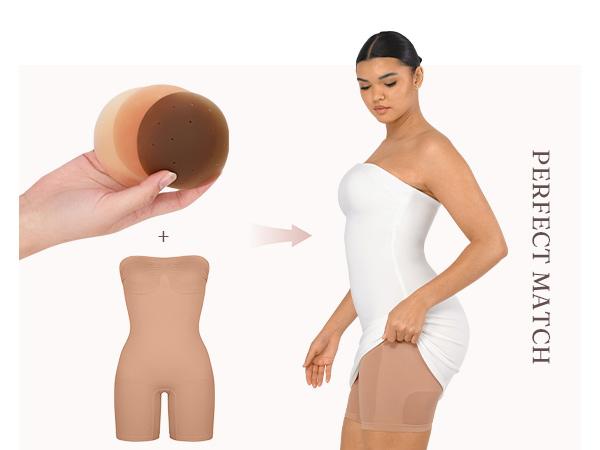 FeelinGirl  Strapless Shapewear Tummy Control Bodysuit Seamless Shaping Shortie with Removable  Womenswear Fabric Comfortable Christmas Style Springtok