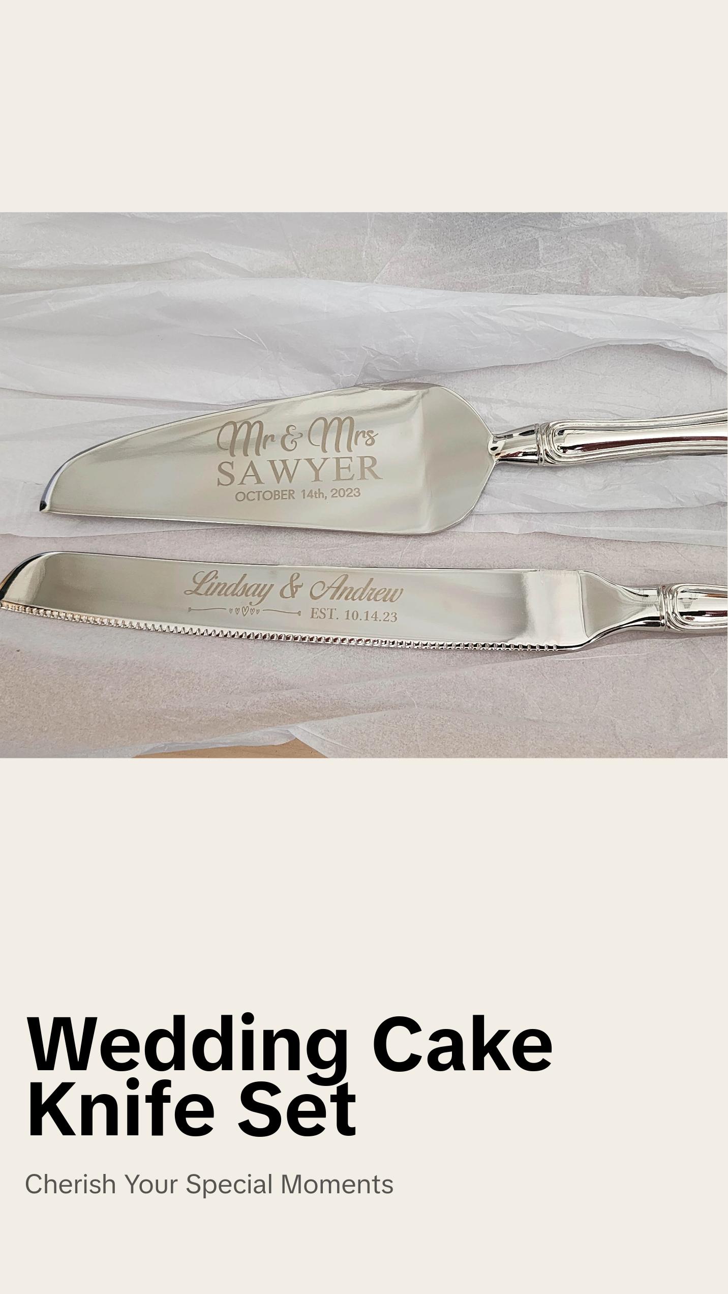 Engraved Wedding Cake Knife & Server Set Perfect Bridal Shower Gift