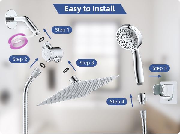 Hibbent Metal 10 Inch Rain Shower Head with Handheld Spray Combo, High Pressure Showerhead with 5 Modes Hand Spray, Dual Shower with Water Flow Control Valve, Shower Holder, 71" Hose, Chrome Hibbent Metal 10 Inch Rain Shower Head with Handheld Spray Combo, High Pressure Showerhead with 5 Modes Hand Spray, Dual Shower with Water Flow Control Valve, Shower Holder, 71" Hose, Chrome