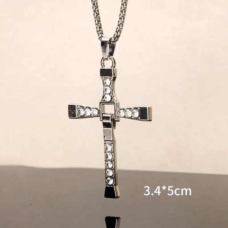 Dominic Toretto's Gold Cross Alloy Necklace ORSilver Cross Alloy Necklace from Fast and FuriousFAMlLY Cross Chain Vin Diesel YOU PICK!